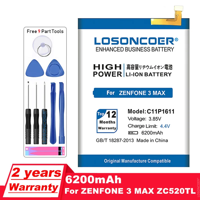 Аккумулятор LOSONCOER 6200 мАч C11P1611 для ASUS Zenfone 3 Max Z3 ZC520TL X008DB PegASUS Z01B X008 X008D|battery for|batteries