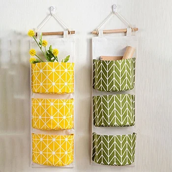 

NEW-Over the Door Closet Organizer, 2 Packs Wall Hanging Storage Bags with 3 Pockets for Bedroom & Bathroom