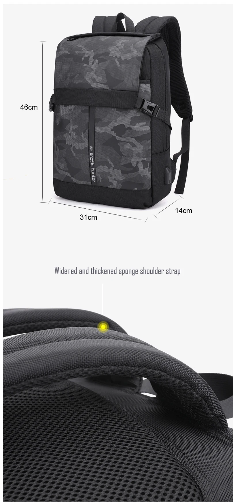 Сумки ARCTIC HUNTER RFID с блокировкой, водонепроницаемый рюкзак для ноутбука с защитой от кражи 15,6 дюймов, USB, для спорта, путешествий, бизнеса, ноутбука, мужская сумка