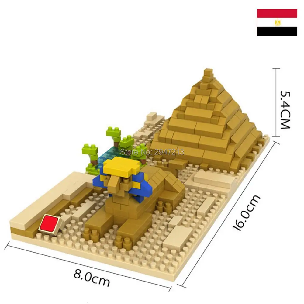 

hot LegoINGlys creators city architecture Sphinx Cheops Pyramid Egypt model mini micro diamond blocks nano bricks toys for gifts
