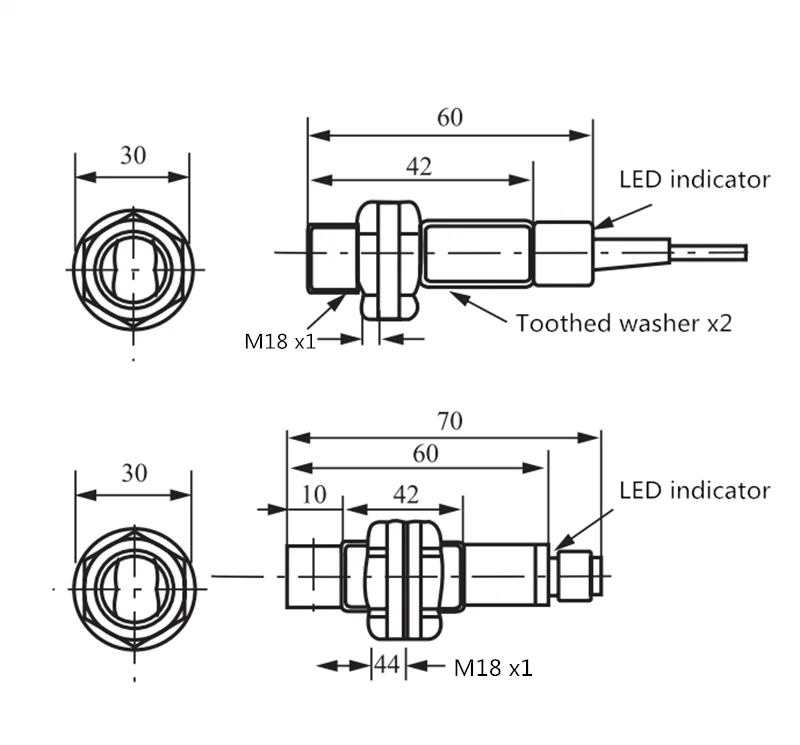 M18 Diffuse Type Photoelectric Switch Optoelectronic Switch Diffuse Photoelectric Sensor 2/3/4 Wires Detection distance 10cm motion sensing light switch