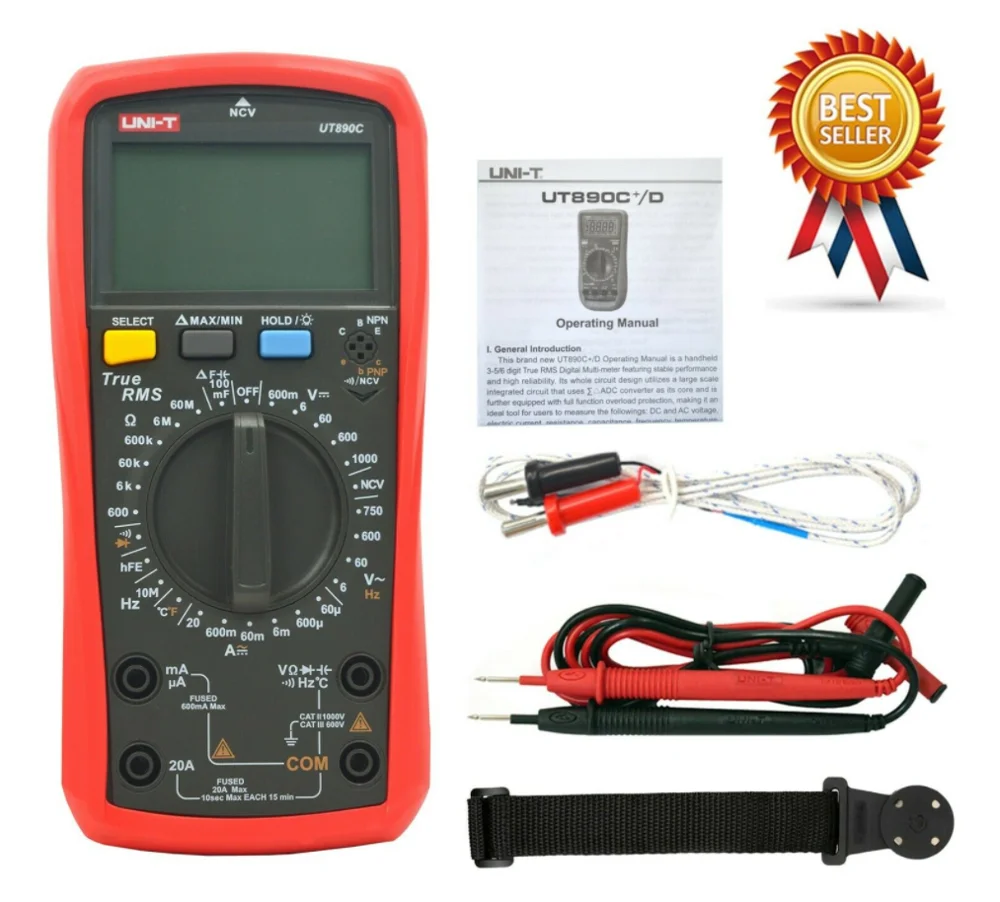 

UNI-T UT890C True RMS Digital Multimeter with Backlight Ammeter Multitester With A Magnetic Hanger Loop Strap