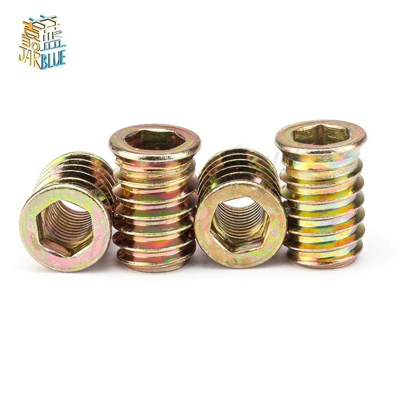 20 Piezas Tuercas De Inserción Hexagonales M8*25mm | Acero Al Carbón Galvanizado | Para Muebles De Madera Y Proyectos De Bricolaje