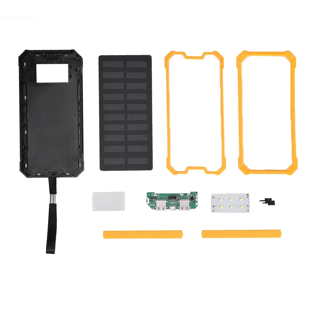 Портативное портативное солнечное зарядное устройство чехол DIY Kit 20000 мАч Быстрая зарядка двойной USB Мобильный Внешний аккумулятор чехол s Встроенная солнечная панель