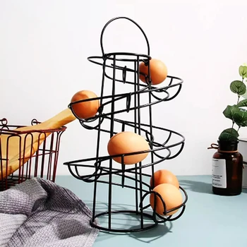 

Egg Holder Kitchen Iron Art Display Restaurant Storage Rack Deluxe Spiraling Dispenser Rack Basket Storage Stand Space Up To 24