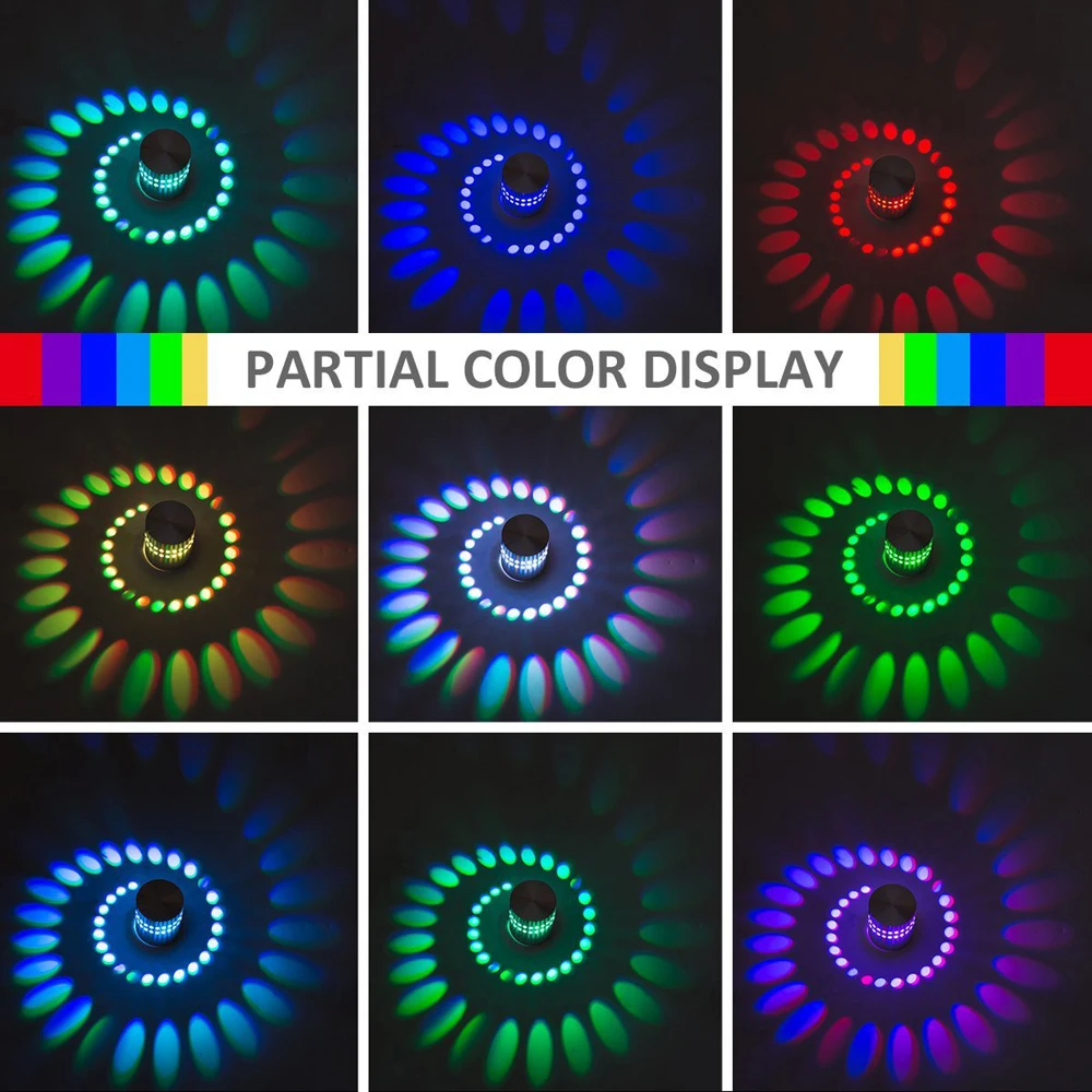 Details about   RGB Spiral Hole LED Wall Light  Remote Controller  Party Bar KTV Home Decoration 