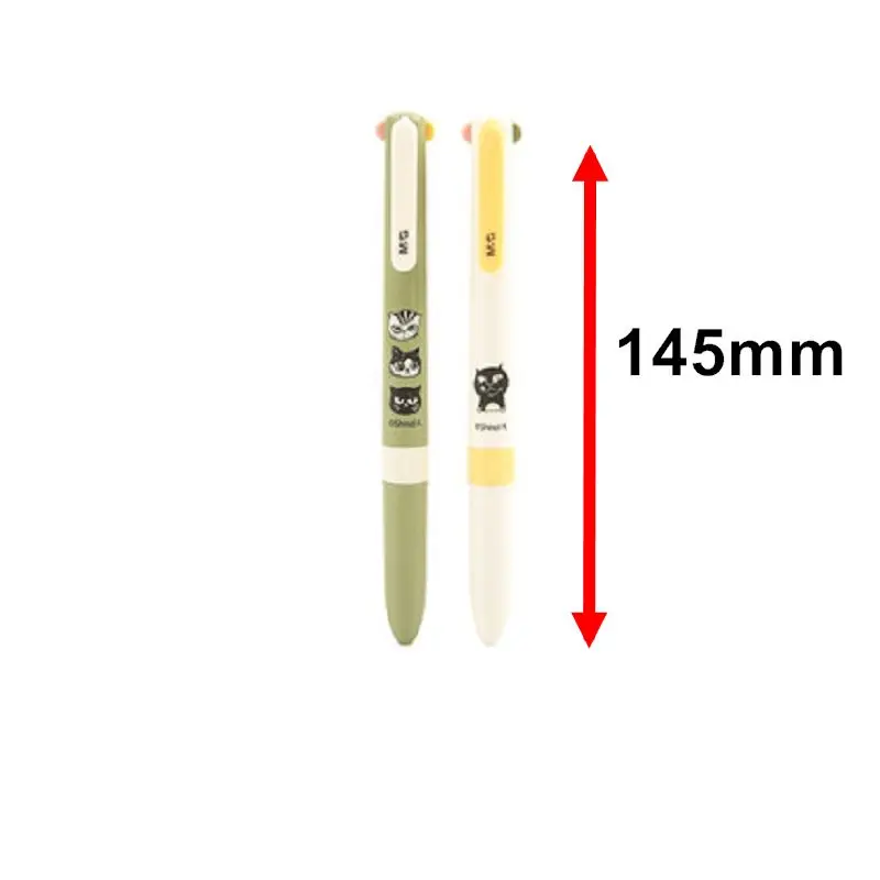 10 PCS Four-color ballpoint pen 0.5mm student cute cartoon 4-color oil pen office ballpoint pen black green red blue 80609