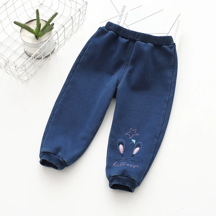 One-piece Velvet! Winter Men And Women Children Elasticity Cartoon Cowboy Casual Pants Small Can Open Files