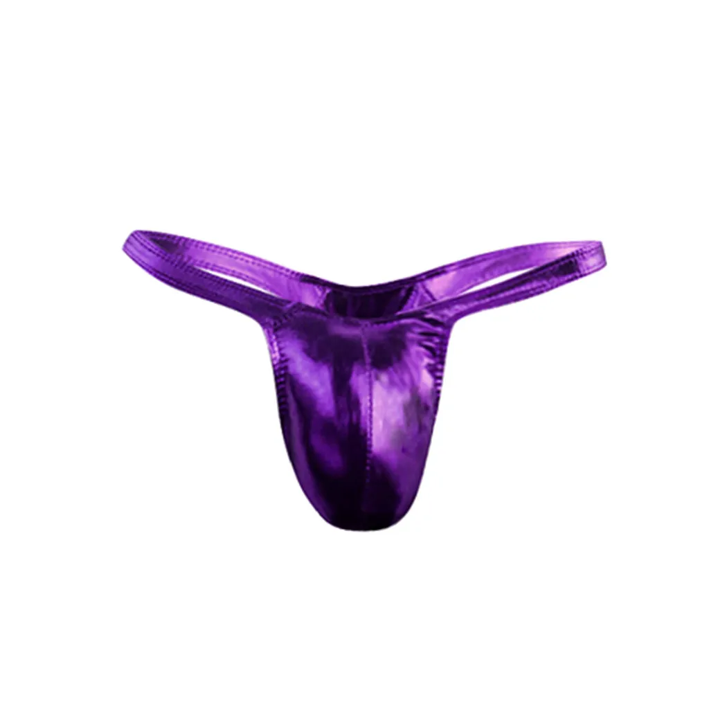 Solid G-Strings Thongs Men's Sexy Panties Faux Leather Thongs Briefs T-shaped Comfortable Underwear Underpants трусы мужские
