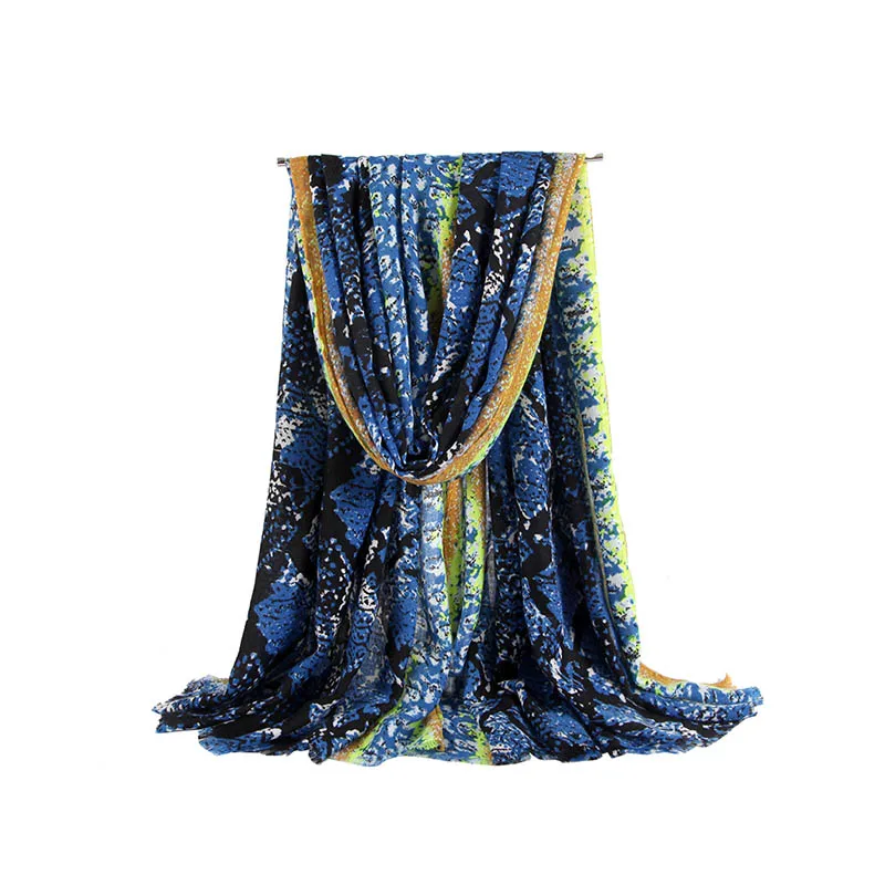 Blue FS Luxury Brand Animal Satin Blanket Scarf Snake Print Shawls Foulard Beach Decoration Spring Winter Women Scarves Hijab - Цвет: Blue