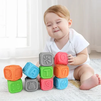 

Bath Toy 10pc Baby Grasp Toy 3D Touch Hand Soft Balls Baby Massage Rubber Teethers Squeeze Toy Bath Ball Toys kids