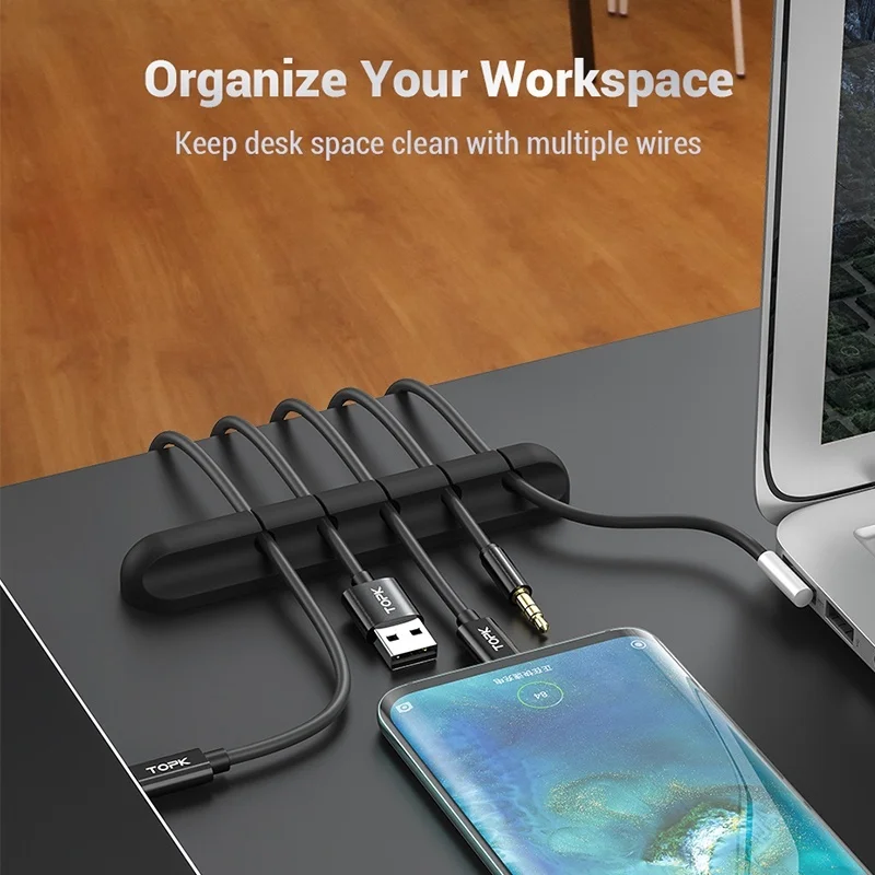 Органайзер для кабеля, силиконовый usb-кабель, намотка, настольный, аккуратный, управление, зажимы, держатель кабеля для мыши, провода для наушников