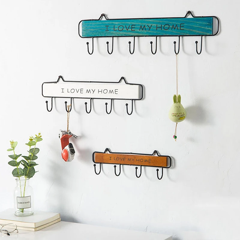 

Laundry Coat Rack Hanging Storage Shelf For Home Wall Mounted Clothes Hanger 4 Hooks Hat Key Holder