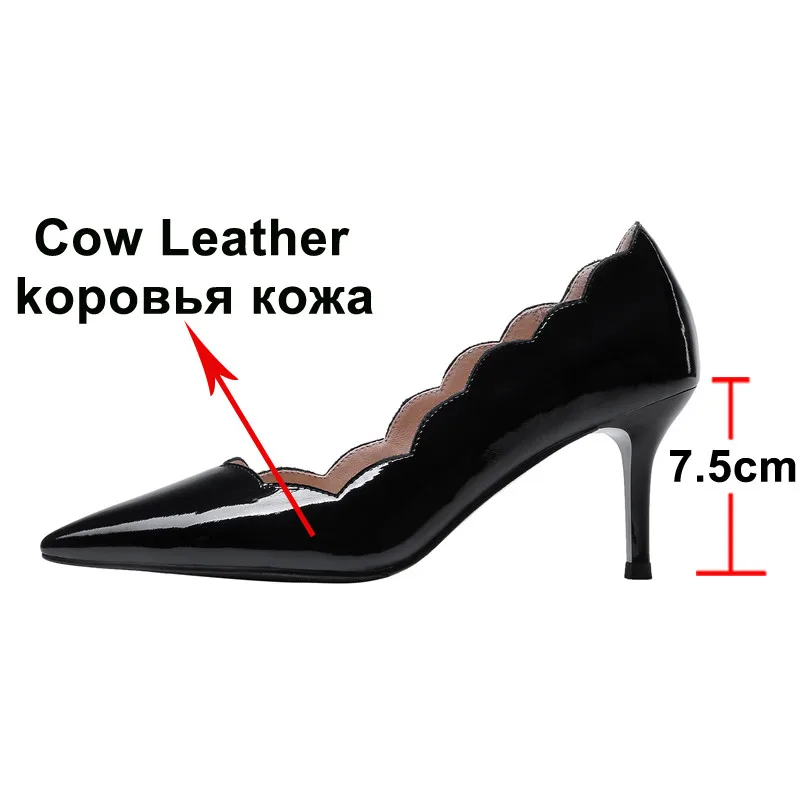 Meotina женские туфли-лодочки на высоком каблуке; туфли из натуральной кожи на тонком высоком каблуке; женские офисные туфли из натуральной кожи с острым носком; размеры 34-39