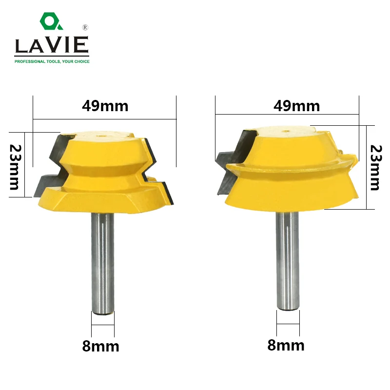 LAVIE 2 шт. 8 мм хвостовик замок Торцовочные фрезы 22,5 градусов клей столярные фрезы Набор для дерева резец по дереву MC02065