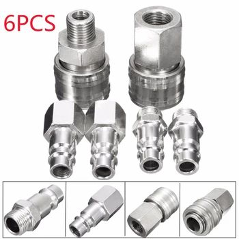 

6pcs Euro Air Hose Compressor Fittings Connector Parts High Pressure Quick Release Male 1/4" BSP Compressor Accessories Tools