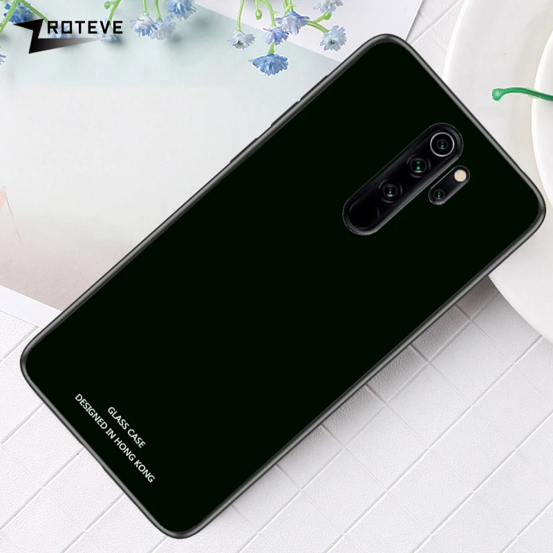 ZROTEVE чехол для Xiaomi Redmi Note 8 Pro 8T чехол стеклянная задняя крышка для Redmi Note 8 8T чехол Силиконовое стекло Xiomi Redmi Note 8 8T Pro - Цвет: Pure Black