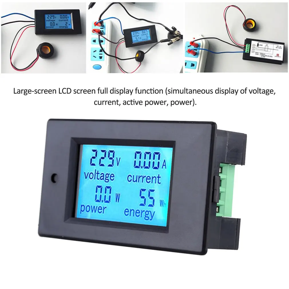 AC Single Phase Digital LCD Ammeter Voltmeter 80-260V 20A 4IN1 Electric Volt Amp Megter Power Kwh For Homekit PZEM-021