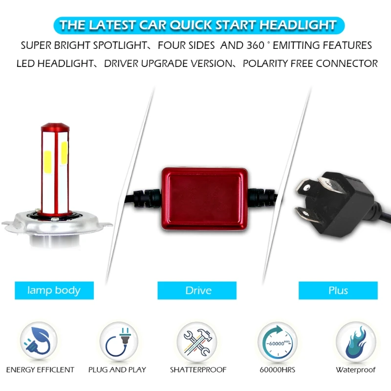 2X H4 9003 HB2/H7/H8 H9 H11/9005 HB3/9006 HB4 160W 18000LM светодиодный фар автомобиля Комплект Hi/короче спереди и длиннее сзади) луч лампы 6000K белый направленного типа с вращающейся головой