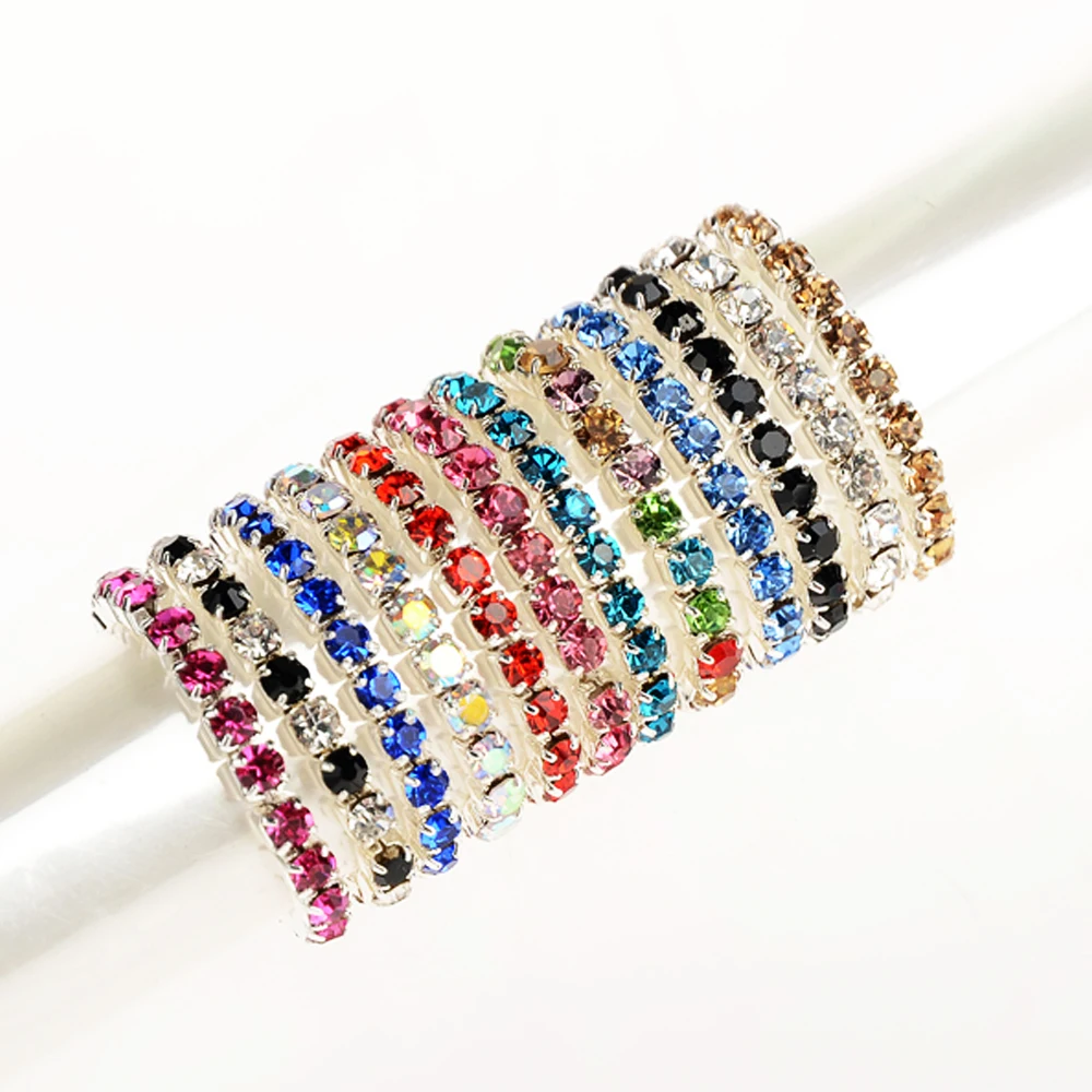 Wholesale Lots 12Pcs 1Row Rhinestone Stretchy Golden Anklets