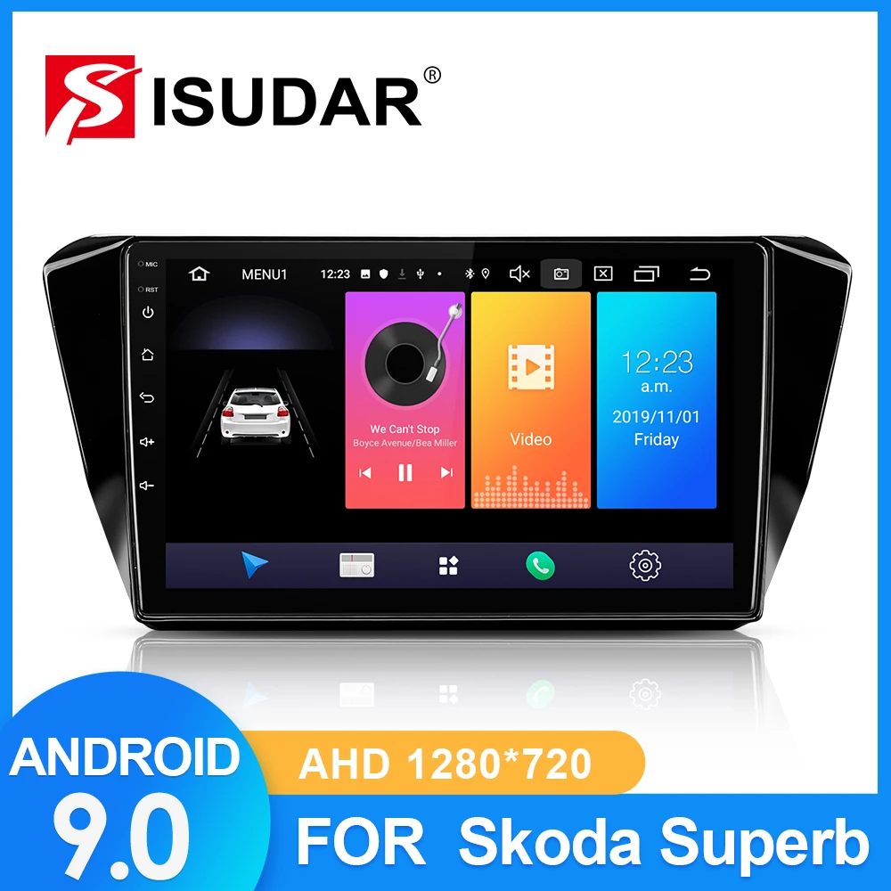 ISUDAR Автомагнитола для Skoda Superb 3-2 din Android 9 Авторадио Мультимедиа gps DVR AHD камера Восьмиядерный ОЗУ 2 Гб ПЗУ 32 Гб USB