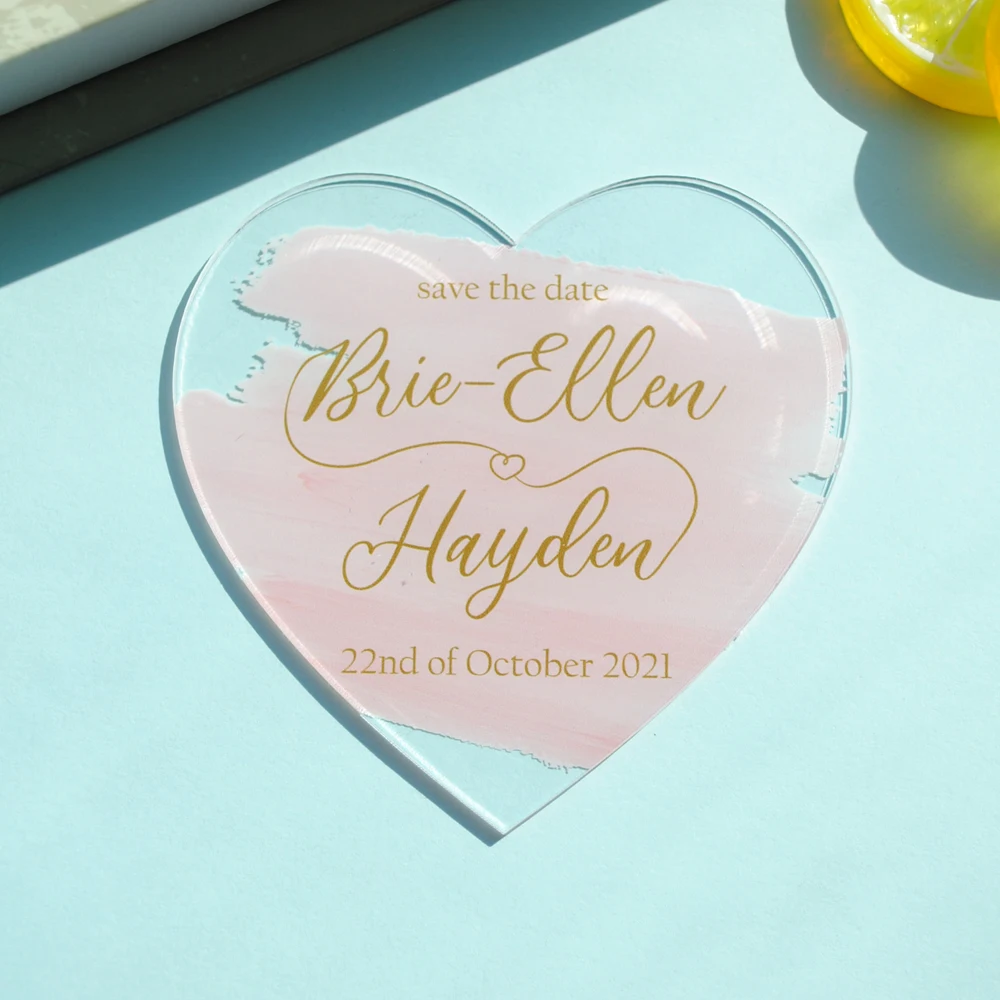 10 шт. прозрачная акриловая карта в форме сердца для сохранения даты благодарим