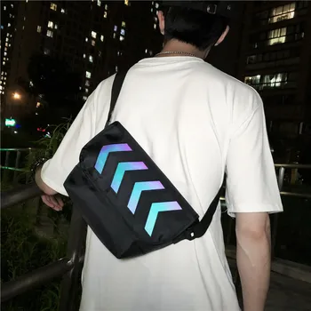 

oxford shoulder bag Boy Streetwear Reflective Crossbody Pack Casual Travel Bag Hip Hop Shoulder Pack Chest Bag for Men Waist Bag
