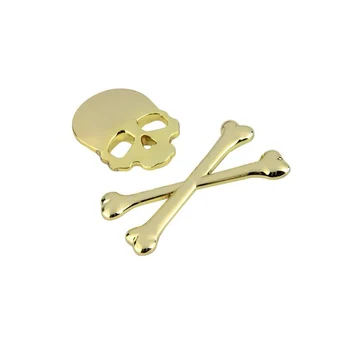 

10pcs 3D 3M Skull Metal Skeleton Crossbones Car Motorcycle Sticker Skull Emblem Badge car styling stickers accessories