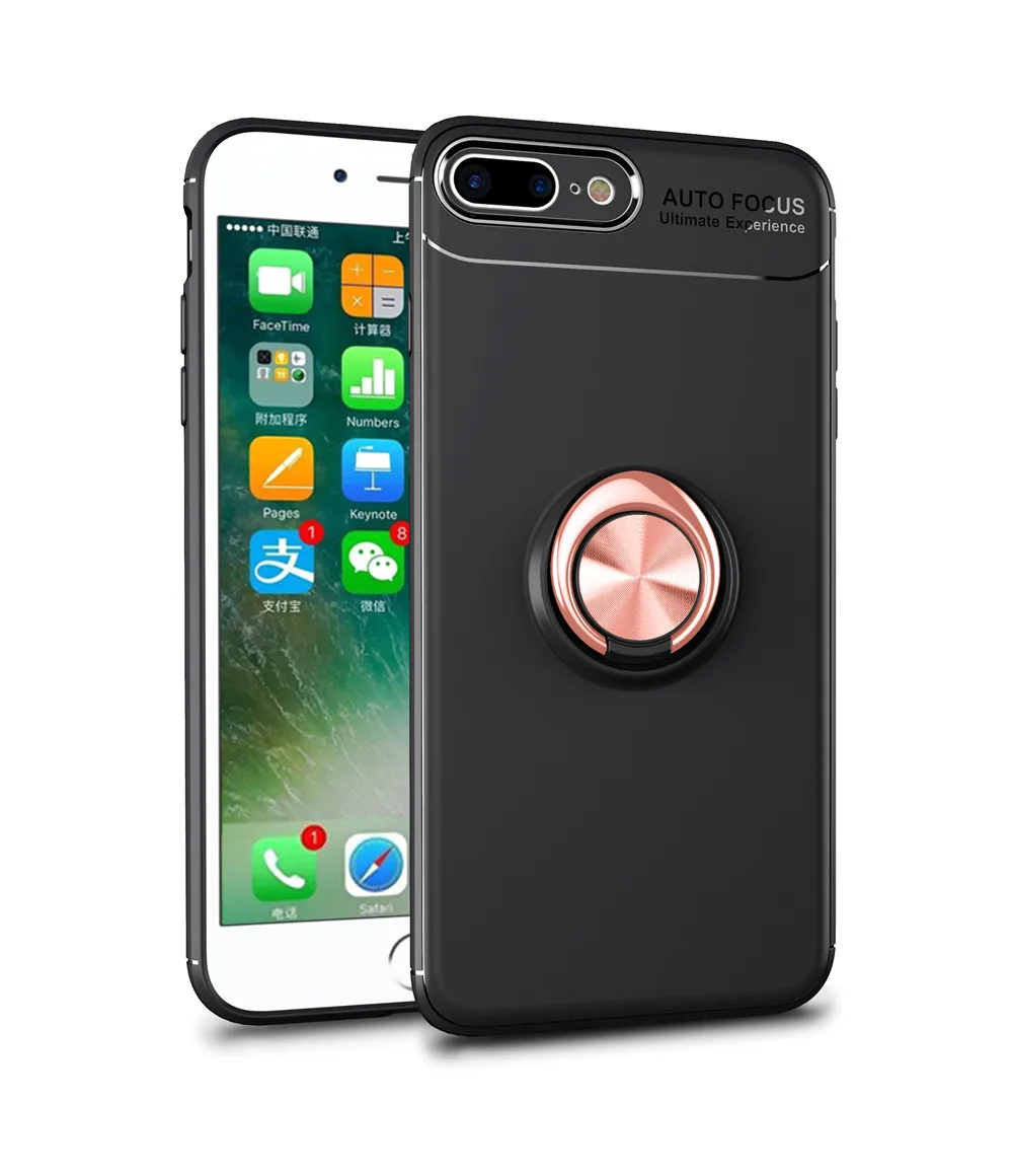 Black Pink Чехол для iPhone 6 6s 7 8 Plus X Xs чехол для MAX XR Kleurrijke Metalen Magnetische Ring Houder Zachte Siliconen TPU Роскошный чехол для iPhone - Цвет: Black Pink
