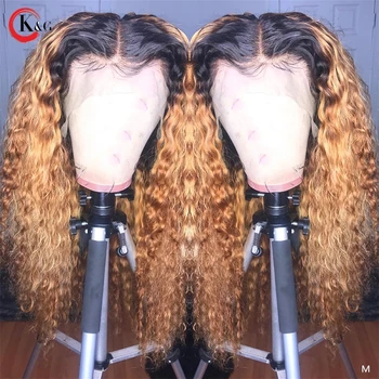 

KunGang 13*4 Ombre Lace Front Human Hair Wigs With Baby Hair 8"-24" Middle Ratio Non-Remy Lace Wig Bleached Knots Pre-plucked