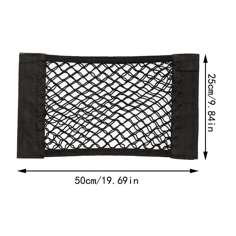 Enhanced Automotive Trunk Storage Mesh Organizer with Elastic Velcro Pockets