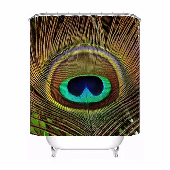 

Custom Peacock Bathroom Acceptable Shower Curtain Polyester Fabric Bathroom Curtain #180320-01-205