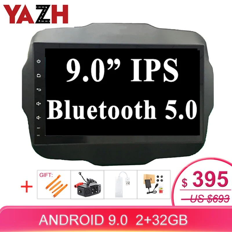 Автомобильная Gps-навигационная система YAZH 1 DIN для JEEP Renegade 2015 2016 2017 9 0 дюймов IPS full HD