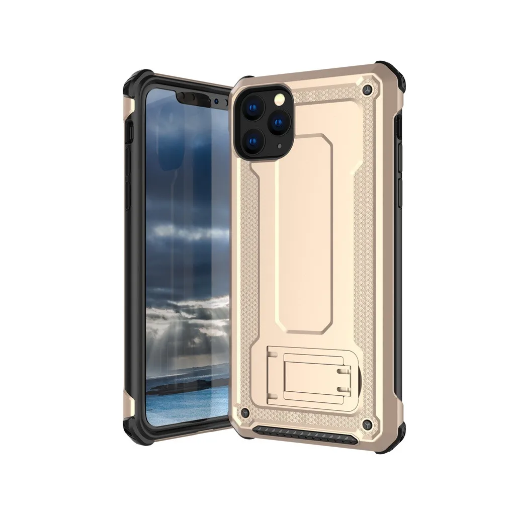 Mosunx для iPhone 11Pro Max, 6,5 дюймов, чехол, полный корпус, прочный чехол s, ударопрочный, прямая подставка для iPhone 11, 6,1 дюймов, iPhone 11Pro 5,8 - Цвет: Золотой
