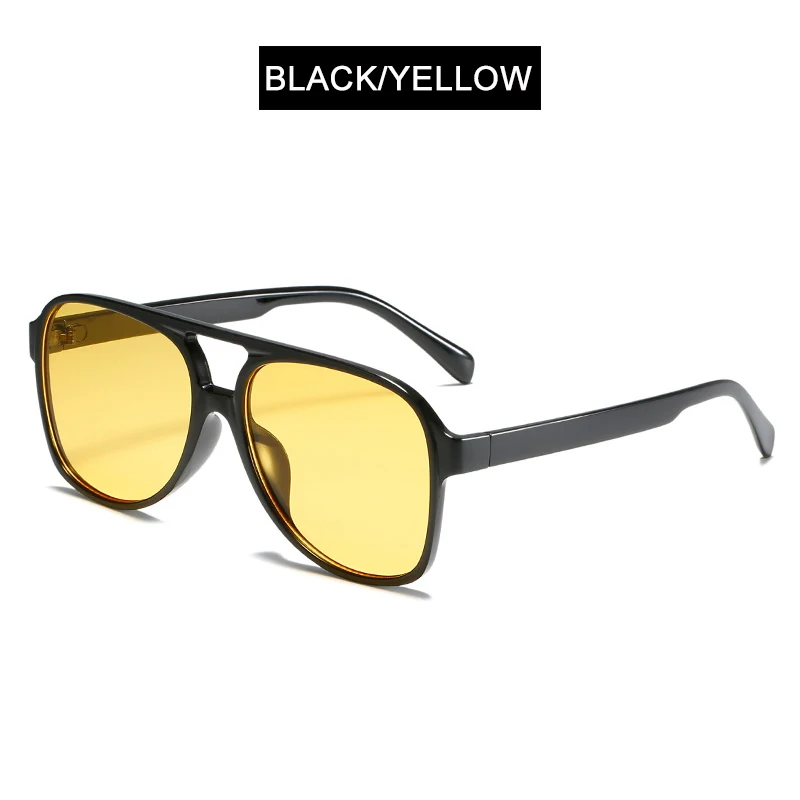 Unisex Vintage Oversized Aviator Sunglasses - Luxury Fashion Black Shades with UV400 Protection
