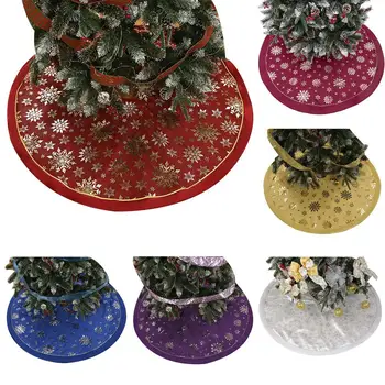 

3 Layers Christmas Tree Skirt Snowflake Pattern 120cm Round Faux Fur Christmas Tree Skirt Carpet Mat New Year Xmas Decoration