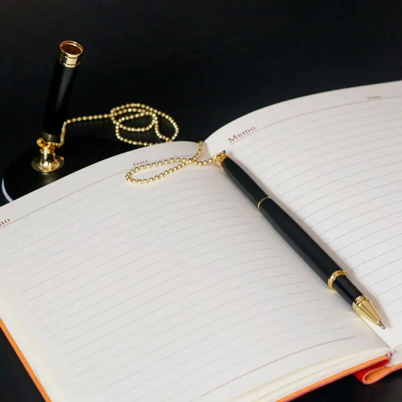 Классическая металлическая шариковая ручка безопасная цепочка прикрепленная база подставка стол офисный счетчик ручки для подписи канцелярские принадлежности подарок