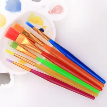 

6Pcs/Set Wooden Handle Paint Brushes Watercolor Candy Colors Nylon Hair Painting Brush Acrylic Oil Drawing School Art Supplies