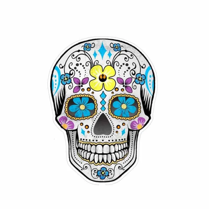 

DAWASARU Car Accessories Classic Horror Weird Waterproof Sunscreen Custom Car Sticker Sugar Skull PVC Reflective Decal 10CM*13CM