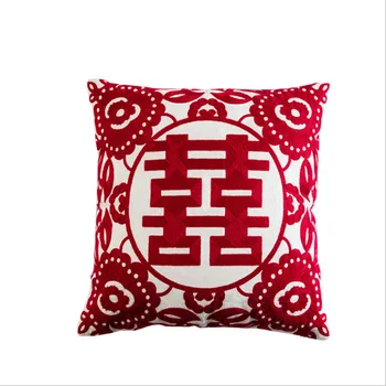 

Wedding decoration pillow red double happiness wedding room sofa cushion Shell