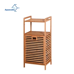Cesta de almacenamiento de bambú para baño, accesorio con estante de 2 niveles, 17,32X13X37,8 pulgadas