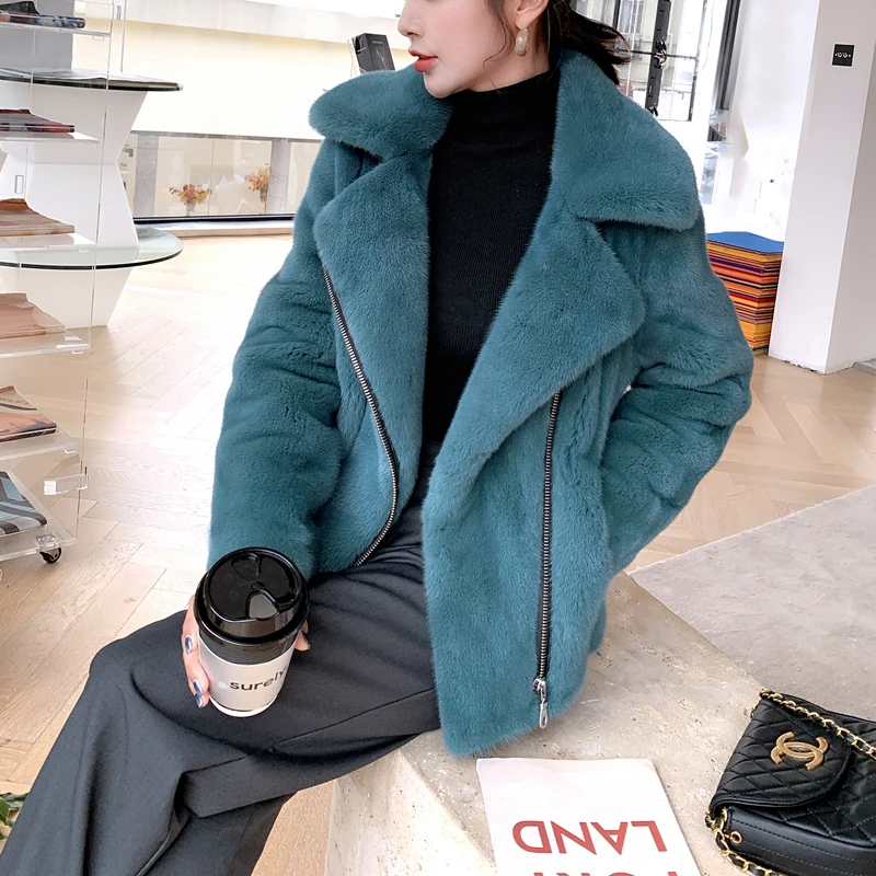 

New high-grade imported mink fur jacket mink fur coat short locomotive suit jacket velvet whole mink fur female fashion