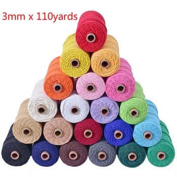 

100% Cotton Cord Colorful Cord Rope Beige Twisted Craft Macrame String Diy Home Textile Wedding Decorative Supply 3mmx110yards