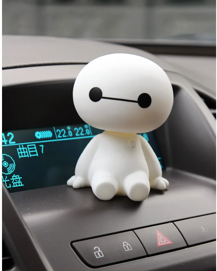 Мультфильм Пластиковый робот Baymax качающаяся голова фигурка автомобиля украшения авто интерьера большие куклы героев, игрушки орнамент аксессуары