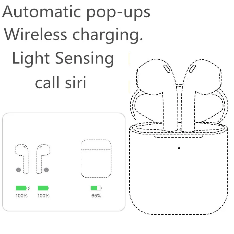 

smart for Original airpods2 pop up Bluetooth Wireless earphones induction control Earbud for apple iPhone airpods case redmi
