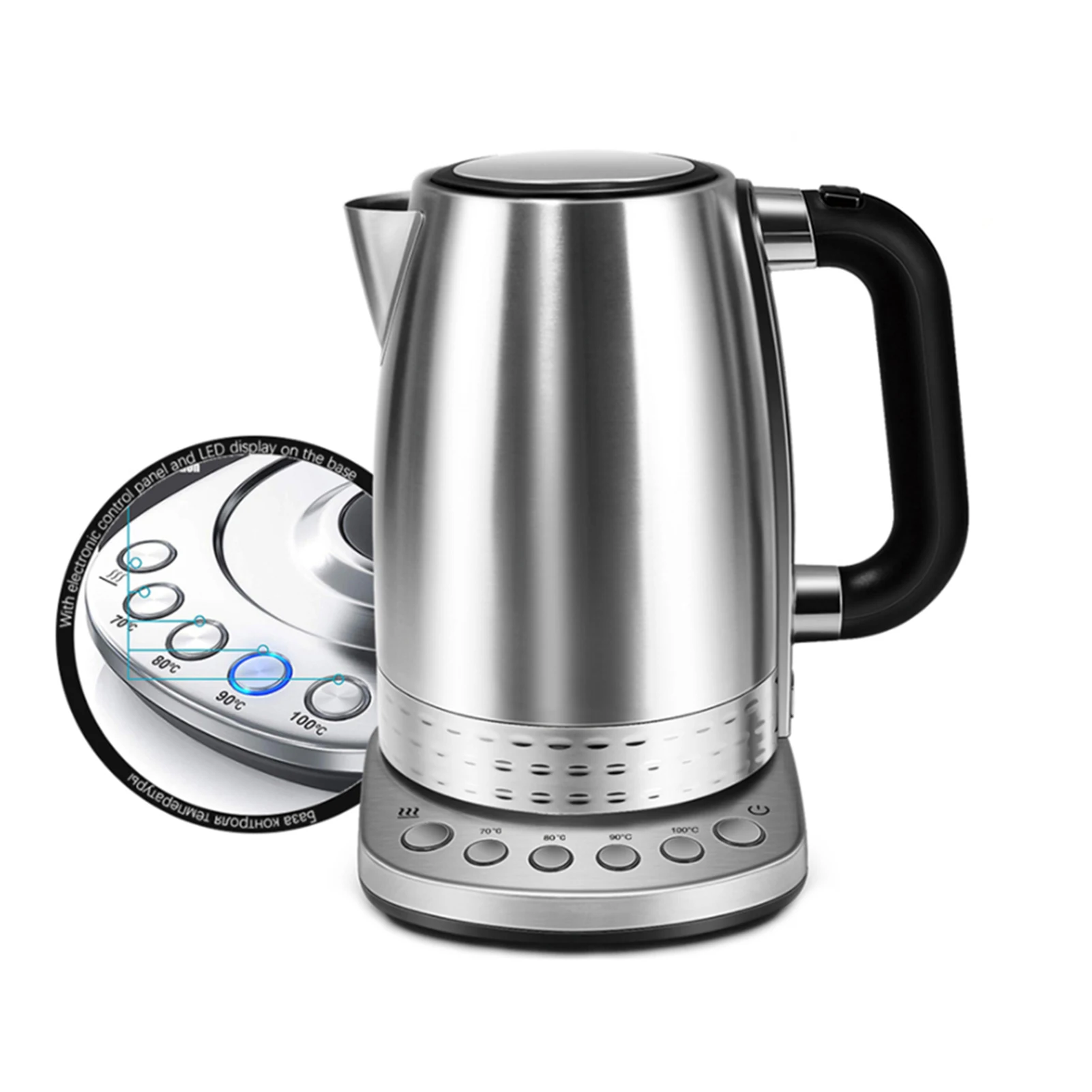 1.7L Electric Kettle Smart Kettle for Tea and Coffee Temperature Control Keep Warm Function Boil Dry Protection Large Capacity 1