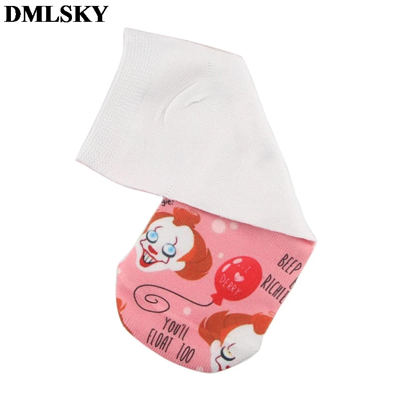 DMLSKY Stephen King's It забавные Женские носочки мужские модные хлопковые носки с 3D принтом носки с рисунками новинка носки M3824