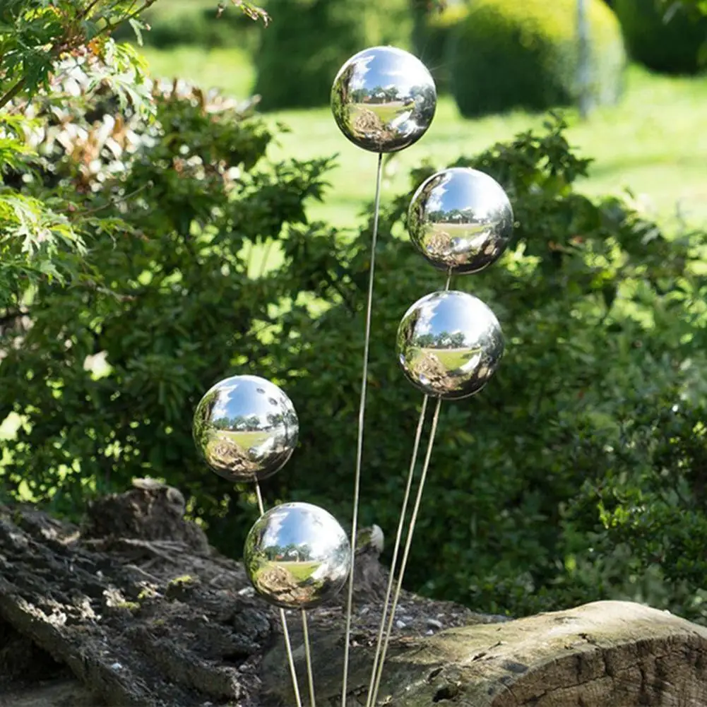 Hollow Ball Decoration 25-100mm High Gloss Glitter Steel Ball Sphere Garden Mirror Ball For Home Decoration Garden Balls Supplies Hollow Ornament