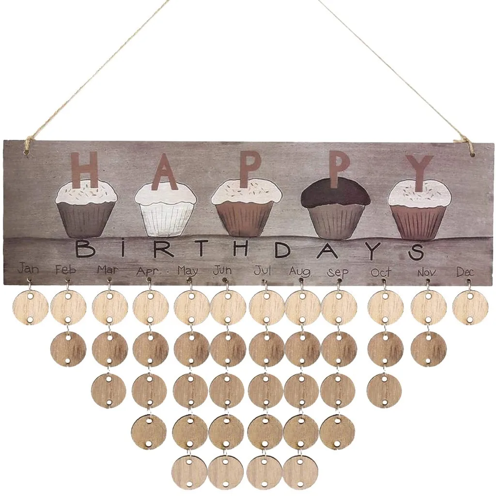 

Wood Happy Birthday Calendar Floating Shelves Home Modern Wall Art Decor New