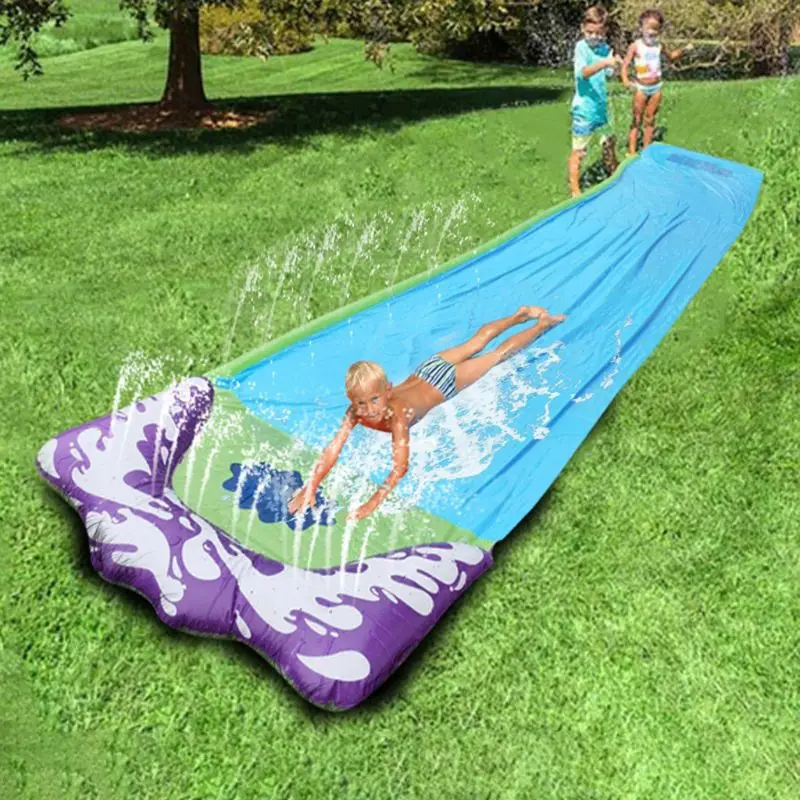 Splash Sprint Water Slide with Foot Racing Lanes and Splash Pool Toy Backyard